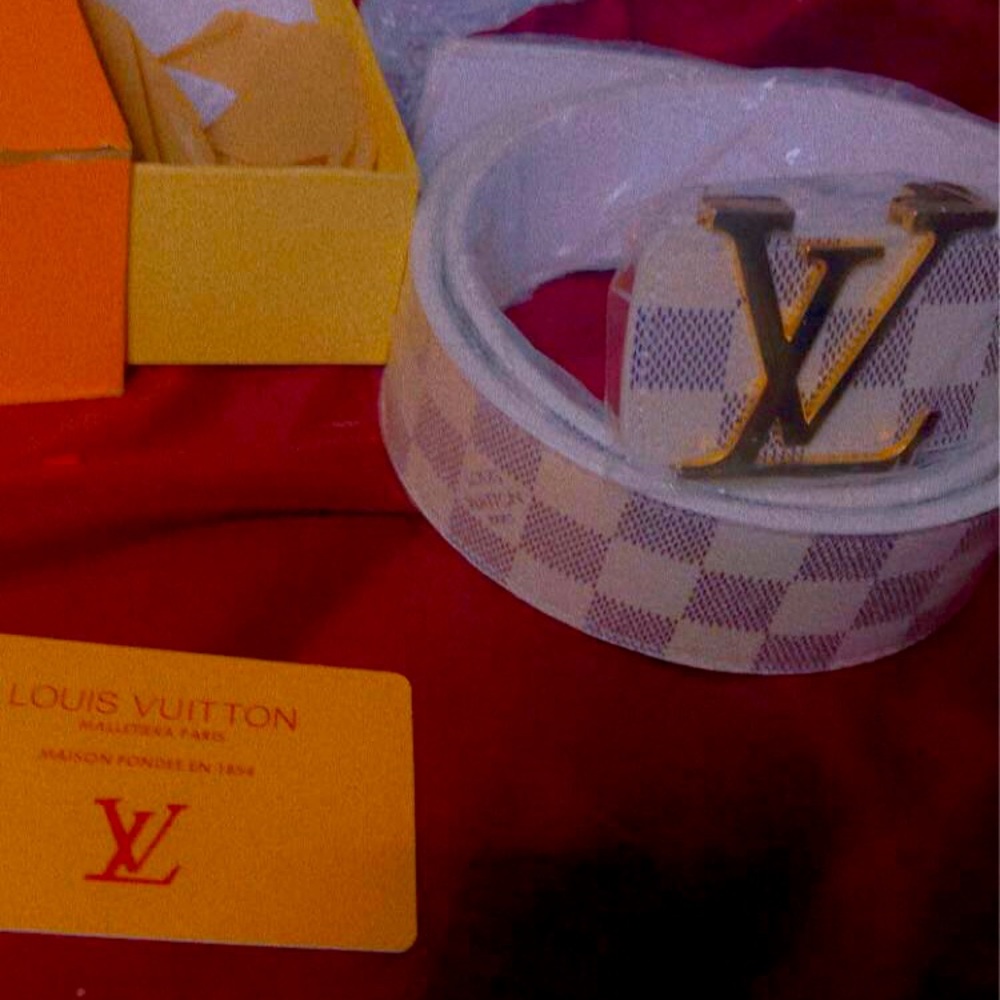 Louis Vuitton Belt Initiales Damier Azur Blue/White